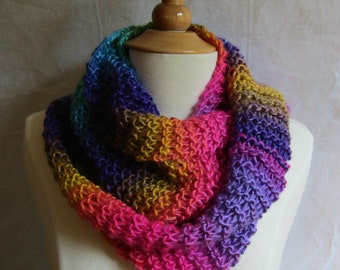 Neon Rainbow Stripes Infinity Cowl Scarf