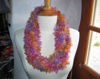 Pumpkin Rose and Lavender Scarf Cowl Neck Warmer