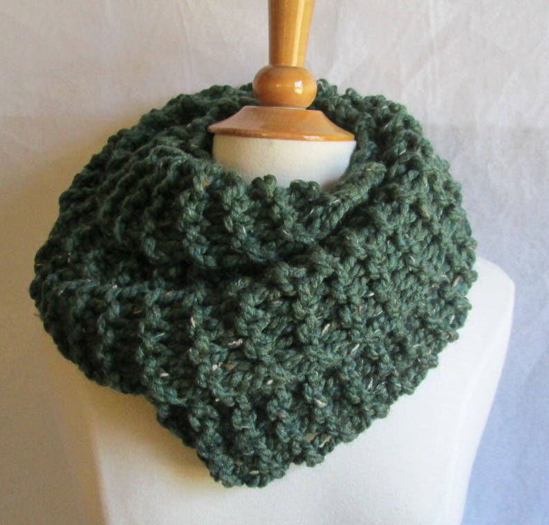 Plush Infinity Scarf Cowl in Juniper Green Blue image 1