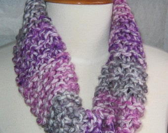 Grey Purple and Lilac Striped Cowl Scarf Neck Warmer
