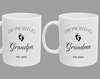 Personalized Grandpa and Grandma Mug Set: Pregnancy Announcement, Baby Reveal