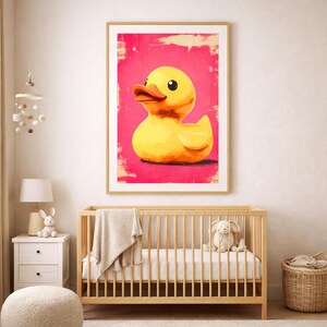 Rubber Duck Pop Art Print | Pink Bathroom Wall Decor | Funky Retro ...