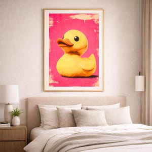 Rubber Duck Pop Art Print | Pink Bathroom Wall Decor | Funky Retro ...