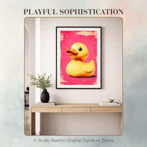 Rubber Duck Pop Art Print | Pink Bathroom Wall Decor | Funky Retro ...