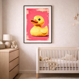 Rubber Duck Pop Art Print | Pink Bathroom Wall Decor | Funky Retro ...