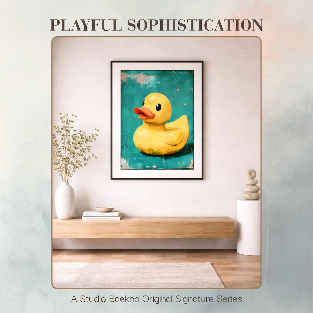 Rubber Duck Pop Art Print | Teal Bathroom Wall Decor | Funky Retro ...