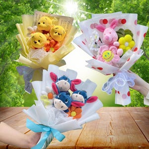 Entzückendes Winnie Puuh Plüsch-Blumenstrauß - Perfekt zum Valentinstag, ideal für Hochzeiten und Geburtstage, ein kreatives Geschenk für jeden Anlass