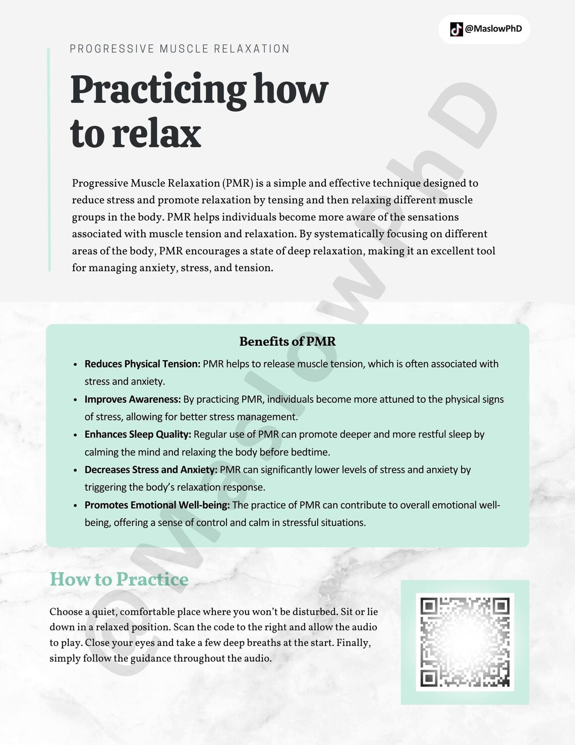 Relaxation Handout.pdf Progressive Muscle Relaxation Handout - Etsy