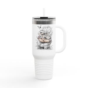 Taza térmica de fantasía con diseño de dragón bebé, 113 g, divertida taza de viaje, regalo para amantes de los dragones, vaso térmico grande