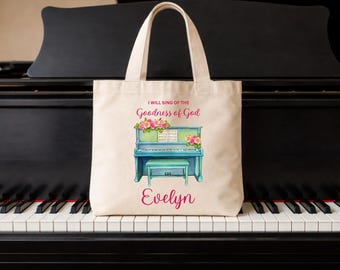 Piano Tote Bag, Music Teacher Gift Bag, Piano Christmas Gift Bag, Music Teacher Bag, Musician Tote Bag, Piano Class Bag, Piano Teacher Gift