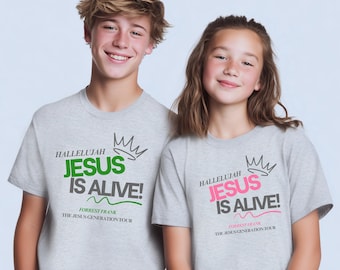 Youth Kids Jesus is Alive T Shirt, The Jesus Generation Tour, Christian Shirt, Bible Verse Shirt Unisex, Forrest Frank Inspired Concert Gift