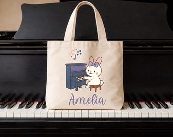 Personalized Piano Bag, Music Teacher Gift Bag, Piano Christmas Gift Bag, Kids Piano Bag, Musician Tote Bag, Piano Class Bag, Kid Piano Gift