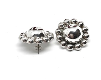 Big Stud Earrings, Women's Sunflower Dome Design Earrings - Mexican Jewelry - Southwestern Style, Western Style, Chic Jewelry, Vintage