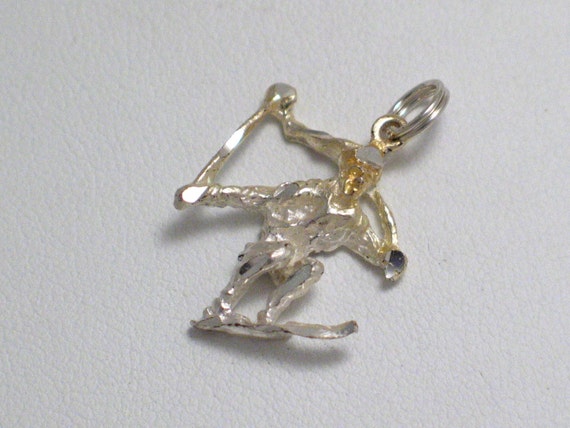 Pendant Skier Charm Antique Silver Skiing Charm Winter Snow Charm