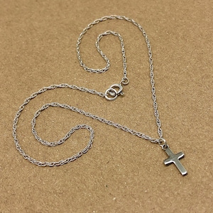 Choker Necklace | Sterling Silver 13.75&quot; Dainty Station Cross Charm Necklace