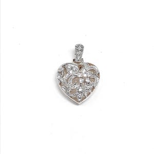 Silver Heart Pendant Womens, Vintage Lace Filigree Design Sterling Silver Heart Pendant