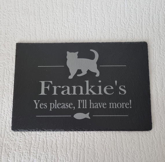 Personalised Engraved Cat Food Mat, Personalised Slate Cat Food Mat, Personalised Tray for pet