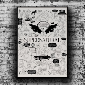 Supernatural Movie Poster TV Show Characters & Quotes,Dean Sam Winchester,Supernatural Fan Gift,Minimalist TV Show Poster,Supernatural Print