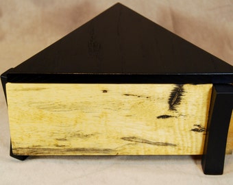 Triangle box in spalted Tamarind and Ebonized Oak