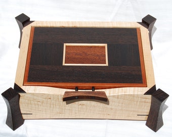 Maple and Wenge Jewelry Valet or Keepsake box with bubinga accents