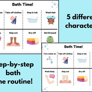 Badtijd Routine Visueel schema I Routinegids I Thuisroutine visueel I Levensvaardigheden I Ergotherapie I Stap voor stap visuals voor thuis