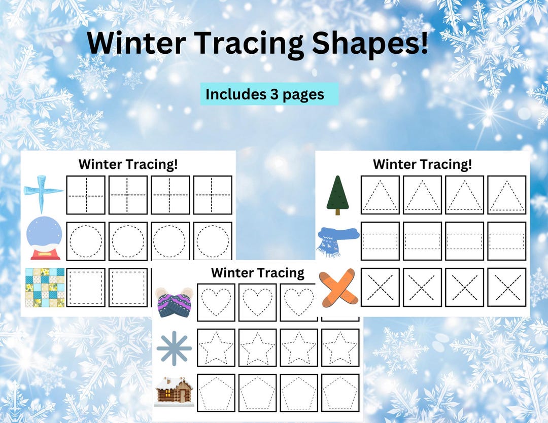 Tracing Shapes Winter Themed I Tracing Skills I Fine Motor Skills I