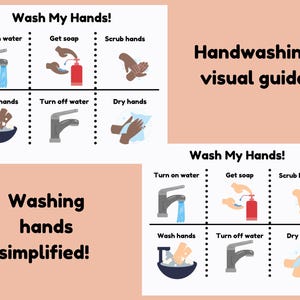 Guida visiva al lavaggio delle mani I Guida alla routine I Routine visiva domestica I Abilità per la vita I Terapia occupazionale I Visuali passo dopo passo per la casa