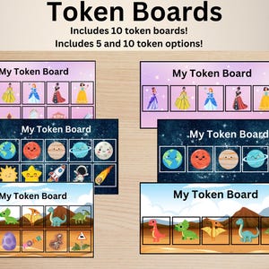 Tokenborden Optie van 5 en 10 tokens I Tokenbord met thema I Positieve versteviging I Token Economy I ABA I Gedragsanalist I School