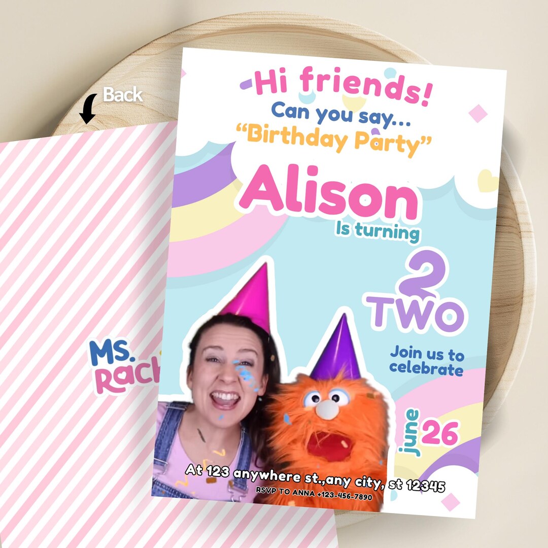 Editable Ms rachel Birthday Invitation Template, Ms. Rachel Birthday ...