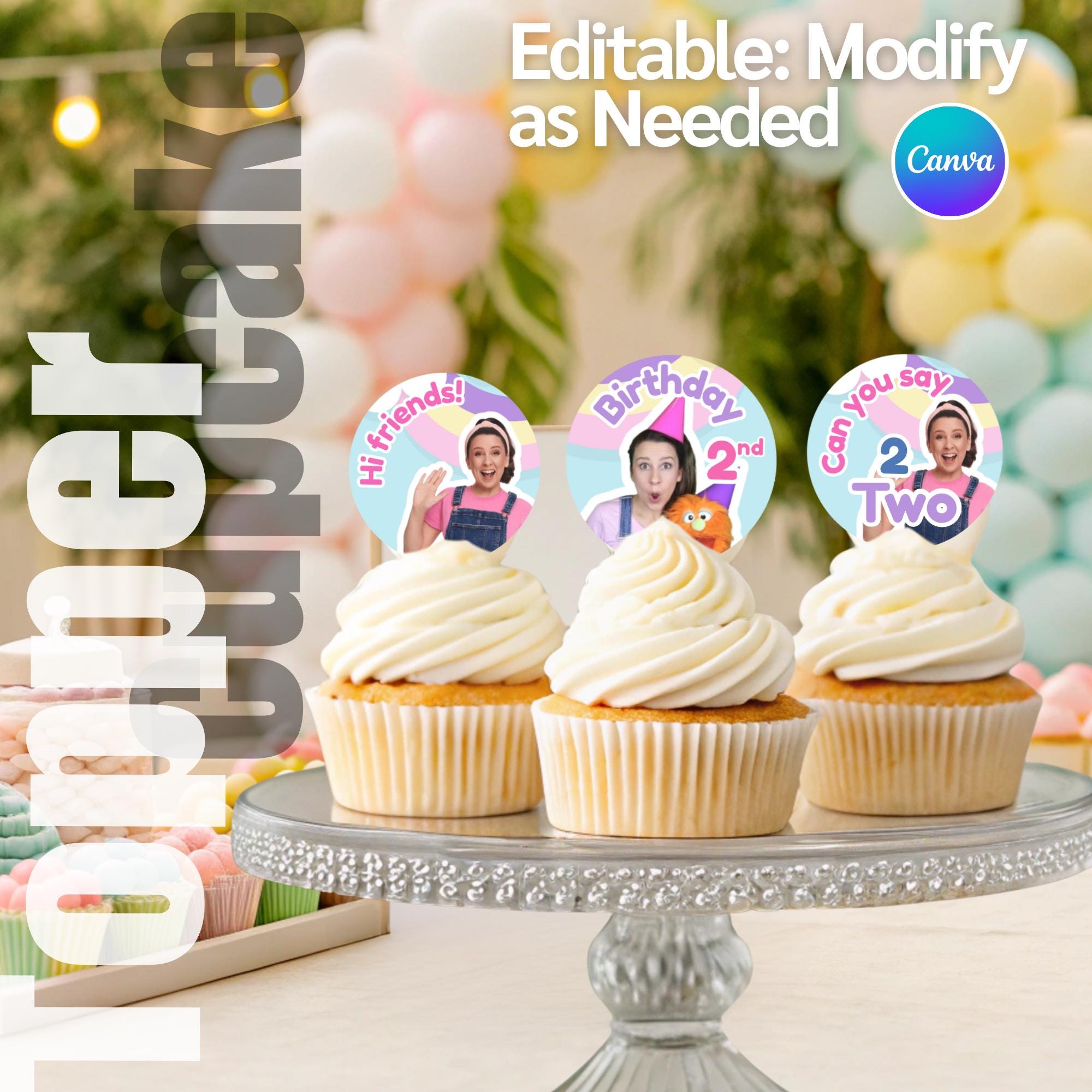 Editable Ms rachel Cupcake Toppers Template, Ms. Rachel Birthday ...