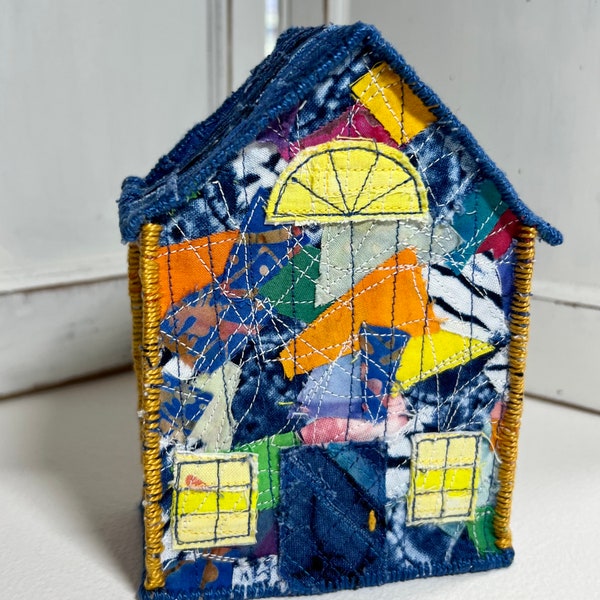 Rainbow House ~ Folk Art Textile Sculpture