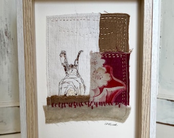 Bunny ~ original textile art collage