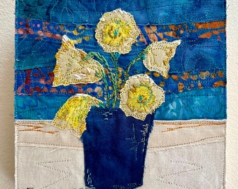 Daffodils ~ Original Textile Art Collage