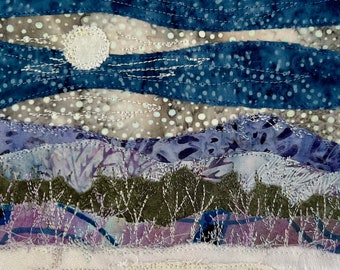 Moonlight ~ original framed textile landscape