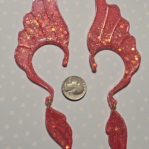 Resin Elf or Mermaid Ear Clips Pink Azalea Sparkle