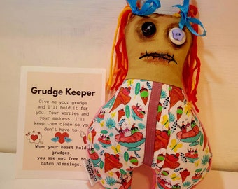 Grudge Keeper Doll OOAK Creepy Cute Stuffed Rag Doll #2 Peen Print