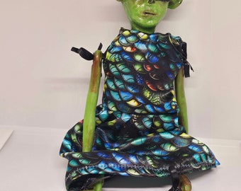 Alien Art Doll Polymer Clay Ribbon Jointed