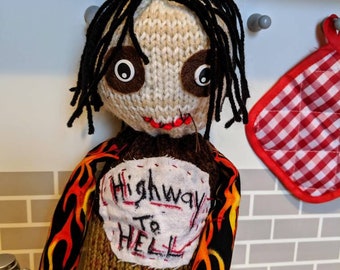 Creepy Zombie Rocker Bobby Hand Knit OOAK Soft Art Doll Horror Creepy Cute