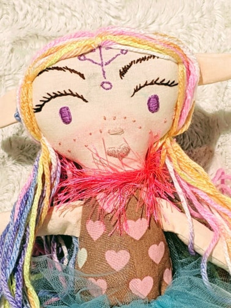 Aster The Elf Cloth Doll Fantasy Embroidered Face Cloth Elven Etsy