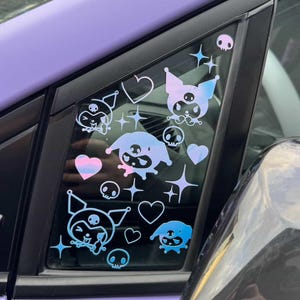 Kuromi Fensteraufkleber (2 Bögen in der gewünschten Größe) – Vinyl-Autoaufkleber