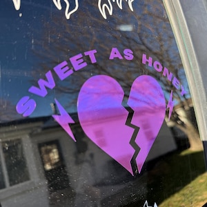 Sweet As Honey Broken Heart Decal | Car sticker | Goth window sticker | goth car accessories | girly car stickers | jdm car accessories