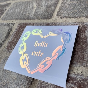 Hella Cute Holographic Chain Heart Decal