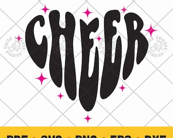 Cheer Herz SVG, jubeln, png, eps, pdf, dxf, Cheerleader, Cheer-Shirt-Design, Cheer-Aufkleber, Jubelbecher, Geschenkidee, Schnittdateien