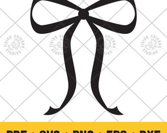 Dünne Schleife SVG-Silhouette für Schneidemaschinen und anderes Kunsthandwerk. 5 Dateien: png, eps, pdf, dxf, svg. Schleifen Kunst für Schutzhülle, Aufkleber, Tasse.