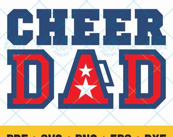 NEU Cheer Dad SVG Digitaler Download | Personalisiertes Shirt und Basteldesign für stolze Väter. 5 Dateien: svg, pdf, dxt, eps, png