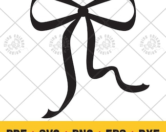 Dünne Schleife SVG-Silhouette für Schneidemaschinen und anderes Kunsthandwerk. 5 Dateien: png, eps, pdf, dxf, svg. Schleifen Kunst für Schutzhülle, Aufkleber, Tasse.