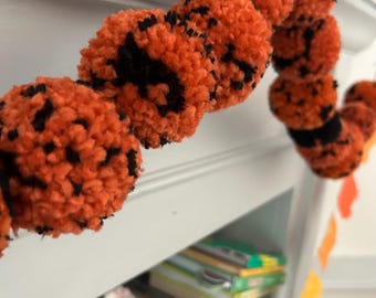 Halloween Black and Orange Pom Pom Garland