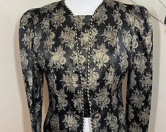 Vintage Patra gold and black floral print blazer