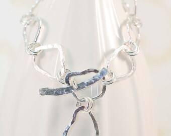 Fine Silver, Fused, Textured and Hammered, Artsy Chain Link Bracelet