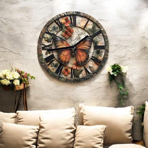 Colorful decorative creative wall clock with butterfly wings design. modern wall clock, creative wall clock, 2d printed wall clock